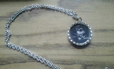 Nightmare before christmas jack skellington bottle cap necklace