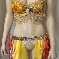 Galaxy Sun Rave Bra and Garter Belt Dance Halloween Costume - Thumbnail 1