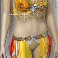 Galaxy Sun Rave Bra and Garter Belt Dance Halloween Costume - Thumbnail 2
