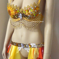 Galaxy Sun Rave Bra and Garter Belt Dance Halloween Costume - Thumbnail 3