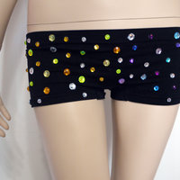Sun and moon Rhinestone Boyshorts Booty Shorts Spandex Shorts Dance Halloween Costume - Thumbnail 1