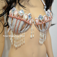 Pearl Princess Samba Cage Bra Cosplay Dance Costume Rave Bra Halloween Burlesque Showgirl - Thumbnail 2