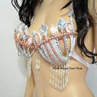 Pearl Princess Samba Cage Bra Cosplay Dance Costume Rave Bra Halloween Burlesque Showgirl - Thumbnail 3