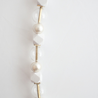White Cotton Pearls Glass Wood Necklace NL1107 - Thumbnail 2