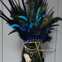 Rihanna Feather Mohawk Samba Headdress Cosplay Dance Costume Rave Bra Halloween Burlesque Show Girl - Thumbnail 2