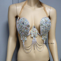 Iridescent Diamond Samba Cage Bra Cosplay Dance Costume Rave Bra Halloween Burlesque Show Girl - Thumbnail 1