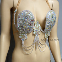 Iridescent Diamond Samba Cage Bra Cosplay Dance Costume Rave Bra Halloween Burlesque Show Girl - Thumbnail 3