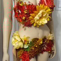 Autumn Fairy Fall Cosplay Dance Costume Rave Bra Halloween Burlesque Show Girl Photo Prop - Thumbnail 1