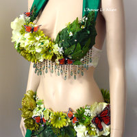 Woodland Forest Fairy Cosplay Dance Costume Rave Bra Halloween Burlesque Show Girl - Thumbnail 2