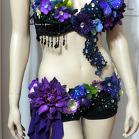 Dark Fairy  2 Costume Cosplay Dance Rave Bra Halloween Burlesque Show Girl - Thumbnail 1