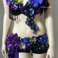 Dark Fairy  2 Costume Cosplay Dance Rave Bra Halloween Burlesque Show Girl - Thumbnail 2