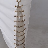 Chain Slit White Skirt  - Thumbnail 1