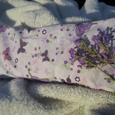 Soothing lavender flax seed eye pillow in lavender butterflys - Thumbnail 3