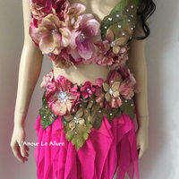 Hot Pink Spring Fairy with High Waisted Skirt Costume Cosplay Dance Rave Halloween - Thumbnail 1