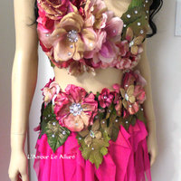 Hot Pink Spring Fairy with High Waisted Skirt Costume Cosplay Dance Rave Halloween - Thumbnail 2