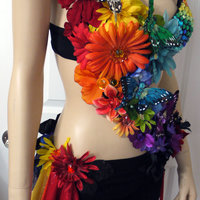 Dark Rainbow Fairy Monokini Costume Cosplay Dance Rave Bra Halloween Burlesque Show Girl - Thumbnail 4