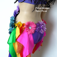 Inverted Rainbow Fairy Monokini Costume Cosplay Dance Costume Rave Bra Halloween Burlesque Show Girl - Thumbnail 4
