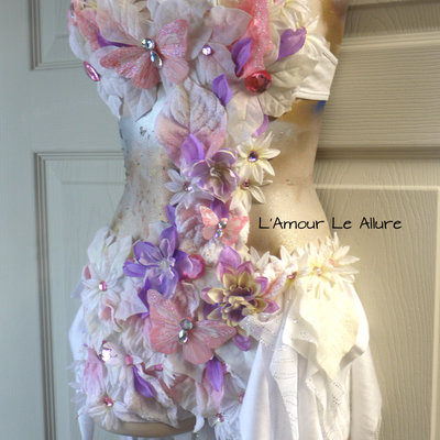 Pink lavender frosted winter fairy monokini costume cosplay dance rave bra halloween burlesque show girl - Thumbnail 5