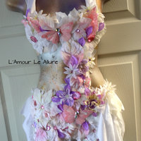 Pink Lavender Frosted Winter Fairy Monokini Costume Cosplay Dance Rave Bra Halloween Burlesque Show Girl - Thumbnail 4