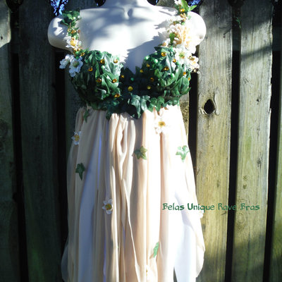 Woodland flower fairy babydoll dress bra costume cosplay dance rave bra halloween burlesque show girl - Thumbnail 2