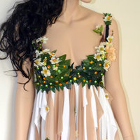 Woodland Flower Fairy Babydoll Dress Bra Costume Cosplay Dance Rave Bra Halloween Burlesque Show Girl - Thumbnail 3