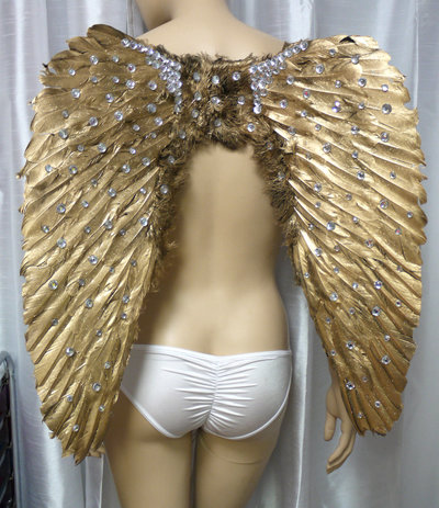 Medium Rhinestone Angel Wings Samba Cosplay Dance Costume Rave Bra Halloween Burlesque Show Girl
