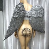 Large Silver Gold Rhinestone Angel Wings Cosplay Dance Costume Rave Bra Halloween Burlesque Show Girl Samba - Thumbnail 1