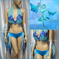Ruto Legend of Zelda Bra Costume Cosplay Dance Costume Rave Bra Rave Wear Halloween Burlesque Show Girl - Thumbnail 1