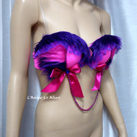 Cheshire Cat Alice In wonderland bra Costume Cosplay Dance Costume Rave Bra Rave Wear Halloween Burlesque Show Girl - Thumbnail 1