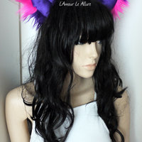 Cheshire Cat Ears Alice In wonderland bra Costume Cosplay Dance Costume Rave Bra Rave Wear Halloween Burlesque Show Girl - Thumbnail 1