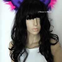 Cheshire Cat Ears Alice In wonderland bra Costume Cosplay Dance Costume Rave Bra Rave Wear Halloween Burlesque Show Girl - Thumbnail 3