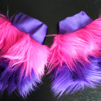 Cheshire Cat Fur Wrist Cuffs Alice In wonderland bra Costume Cosplay Dance Costume Rave Bra Rave Wear Halloween Burlesque Show Girl - Thumbnail 3