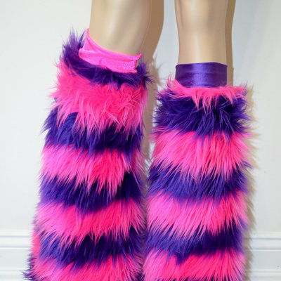 Cheshire cat fur leg warmers fluffies alice in wonderland bra costume cosplay dance costume rave bra rave wear halloween burlesque show girl
