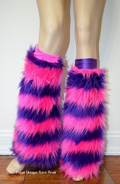 Cheshire Cat Fur Leg Warmers Fluffies Alice In wonderland bra Costume Cosplay Dance Costume Rave Bra Rave Wear Halloween Burlesque Show Girl