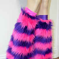 Cheshire Cat Fur Leg Warmers Fluffies Alice In wonderland bra Costume Cosplay Dance Costume Rave Bra Rave Wear Halloween Burlesque Show Girl - Thumbnail 2