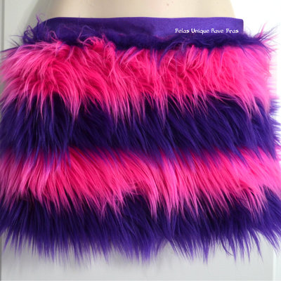Cheshire cat fur skirt alice in wonderland bra costume cosplay dance costume rave bra rave wear halloween burlesque show girl - Thumbnail 3