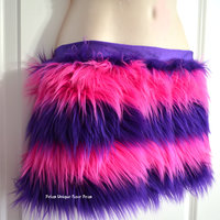 Cheshire Cat Fur Skirt Alice In wonderland bra Costume Cosplay Dance Costume Rave Bra Rave Wear Halloween Burlesque Show Girl - Thumbnail 2