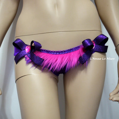 Cheshire cat fur scrunchie bottom alice in wonderland bra costume cosplay dance costume rave bra rave wear halloween burlesque show girl