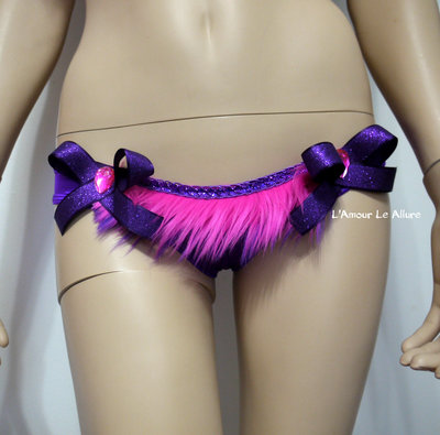 Cheshire Cat Fur Scrunchie Bottom Alice In wonderland bra Costume Cosplay Dance Costume Rave Bra Rave Wear Halloween Burlesque Show Girl