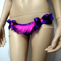 Cheshire Cat Fur Scrunchie Bottom Alice In wonderland bra Costume Cosplay Dance Costume Rave Bra Rave Wear Halloween Burlesque Show Girl - Thumbnail 1