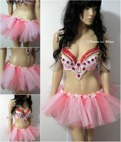 Barbie and The Nutcracker Bra and Tutu Costume Cosplay Dance Costume Rave Bra Rave Wear Halloween Burlesque Show Girl