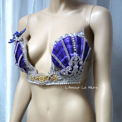 Diamond ariel disney plunge bra top costume cosplay dance costume rave halloween burlesque show girl