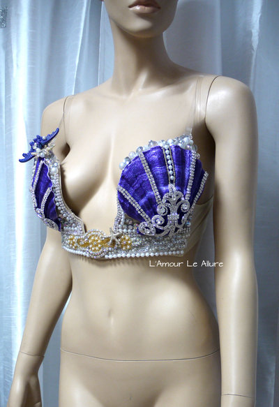 Diamond Ariel Disney Plunge Bra Top Costume Cosplay Dance Costume Rave Halloween Burlesque Show Girl