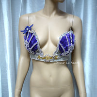 Diamond Ariel Disney Plunge Bra Top Costume Cosplay Dance Costume Rave Halloween Burlesque Show Girl - Thumbnail 4
