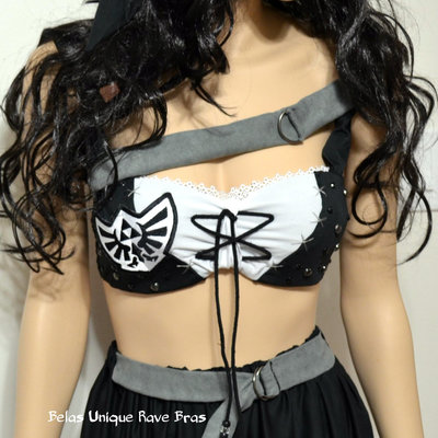 Legend of zelda shadow link bra costume cosplay dance costume rave bra rave wear halloween burlesque show girl