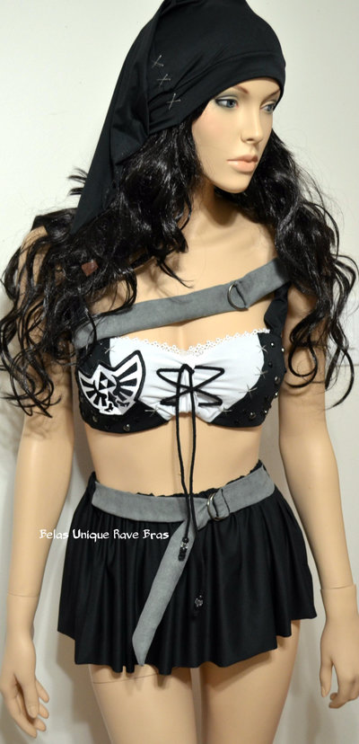 Legend of Zelda Shadow Link Bra Costume Cosplay Dance Costume Rave Bra Rave Wear Halloween Burlesque Show Girl