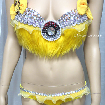 Pikachu bra costume cosplay dance costume rave bra rave wear halloween burlesque show girl