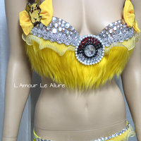 Pikachu Bra Costume Cosplay Dance Costume Rave Bra Rave Wear Halloween Burlesque Show Girl - Thumbnail 2
