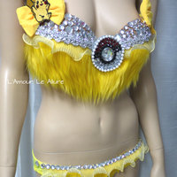 Pikachu Bra Costume Cosplay Dance Costume Rave Bra Rave Wear Halloween Burlesque Show Girl - Thumbnail 3