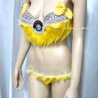 Pikachu Bra Costume Cosplay Dance Costume Rave Bra Rave Wear Halloween Burlesque Show Girl - Thumbnail 4